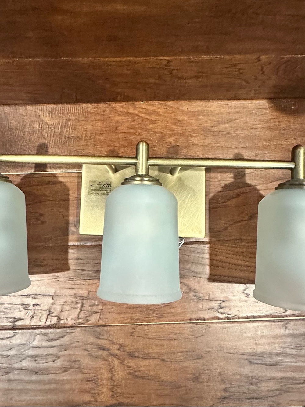 3-Light Frosted Glass Vanity Light in Brushed Brass